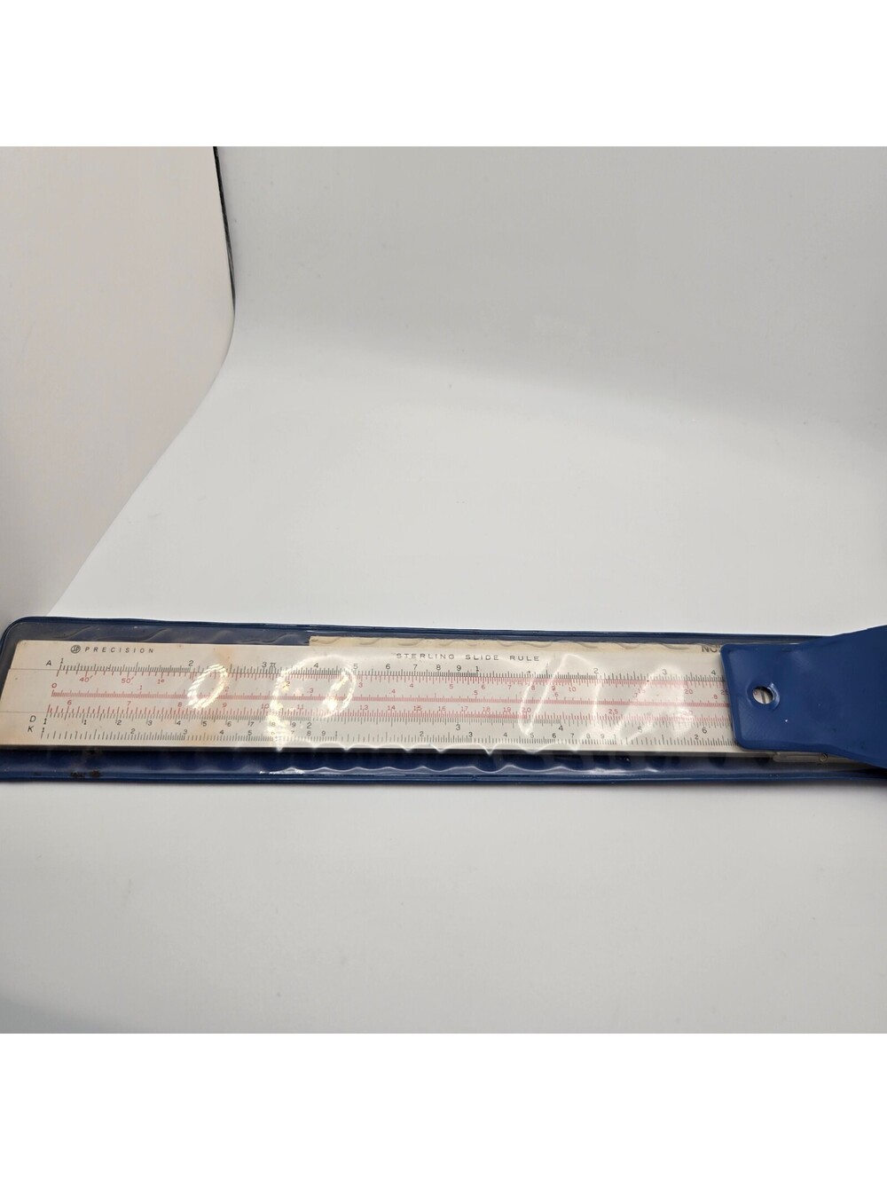 Vintage Sterling Precision Slide Rule Sterling Plastics Union NJ w/ Blue Case